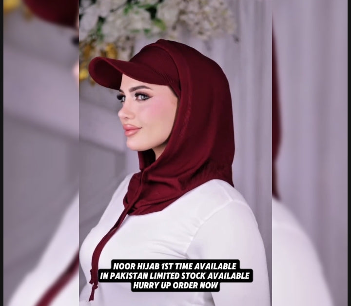 Noor Hijab with Built-In Cap – Soft Jersey, Sweat-Free,  | No-Pin