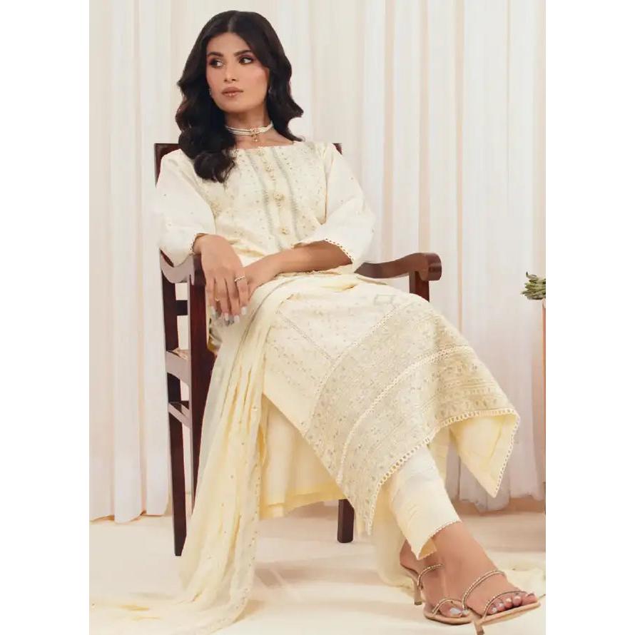 Embroidered Lawn Suit Unstitched 3 Piece AYT24I IL-001 Ivory - Festive Collection Womenswear Clothes