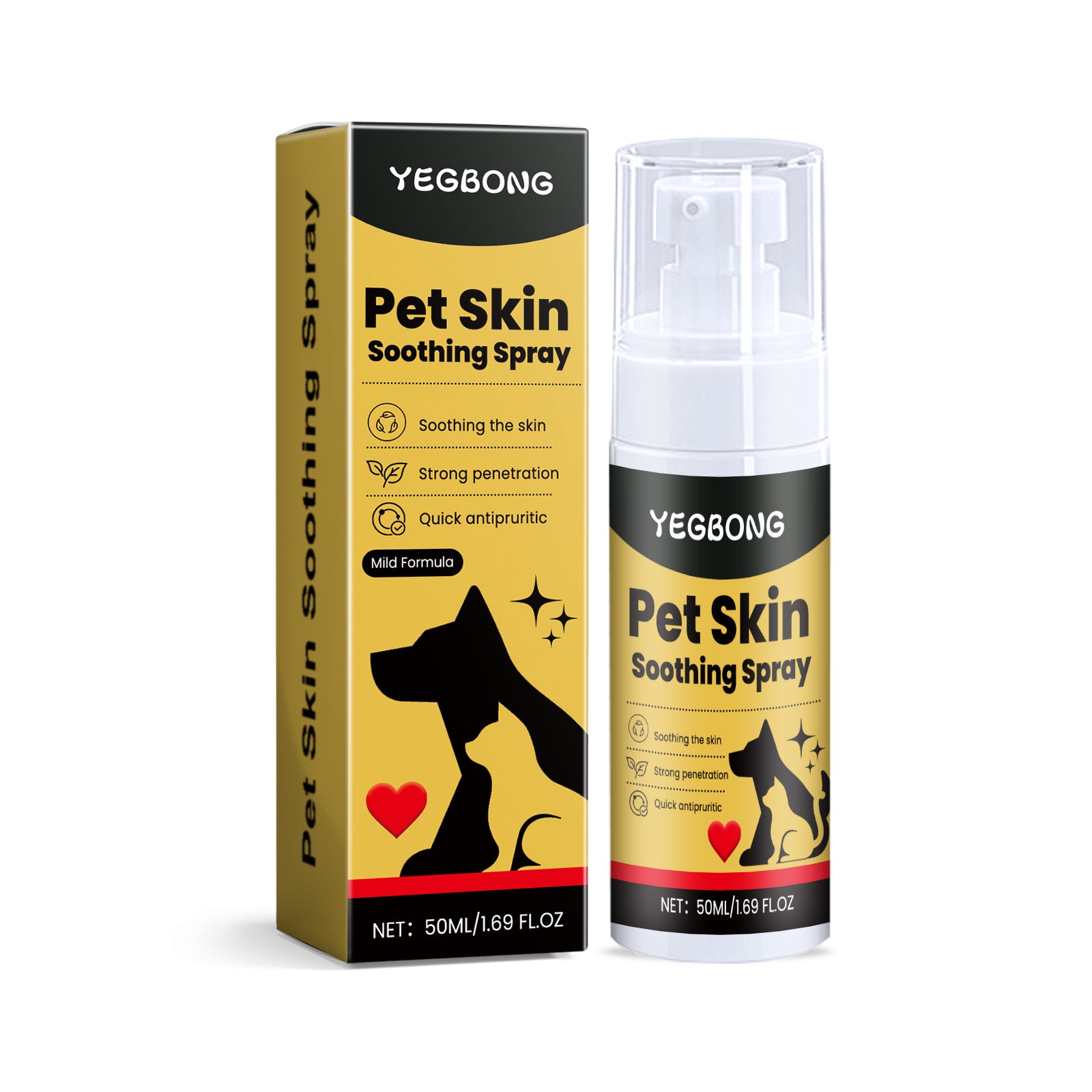 Yegbong Pet Skin Care Spray Mild Ingredients Relieve Pet Skin Discomfort External Care Spray