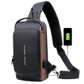 Sling Backpack USB Anti-Theft Waterproof Chest Chest Bag Casual Shoulder Bag (Brown)