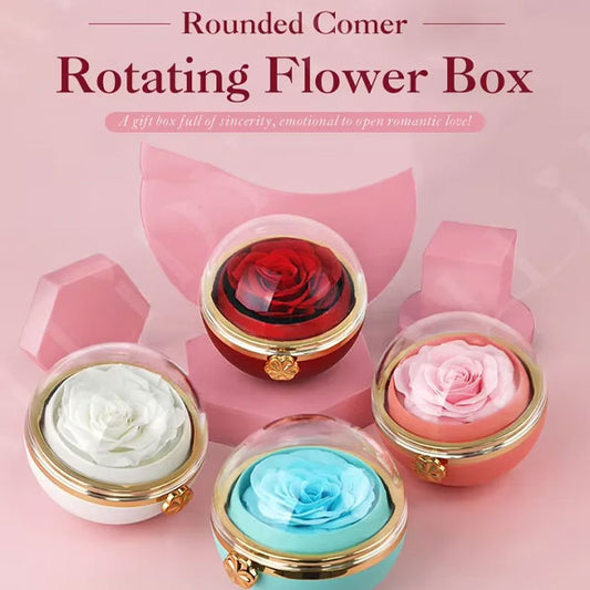 Rotating Rose Flower Jewelry Box Necklace Set Gift Box with for Friend