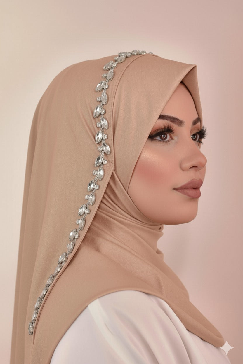 Diamond Pearl Stud Scarf - Ready to Wear Instant Hijab