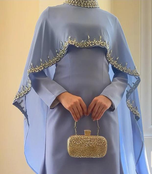 Celestial Rhinestone Cape Abaya | Luxury 2-Piece Set
