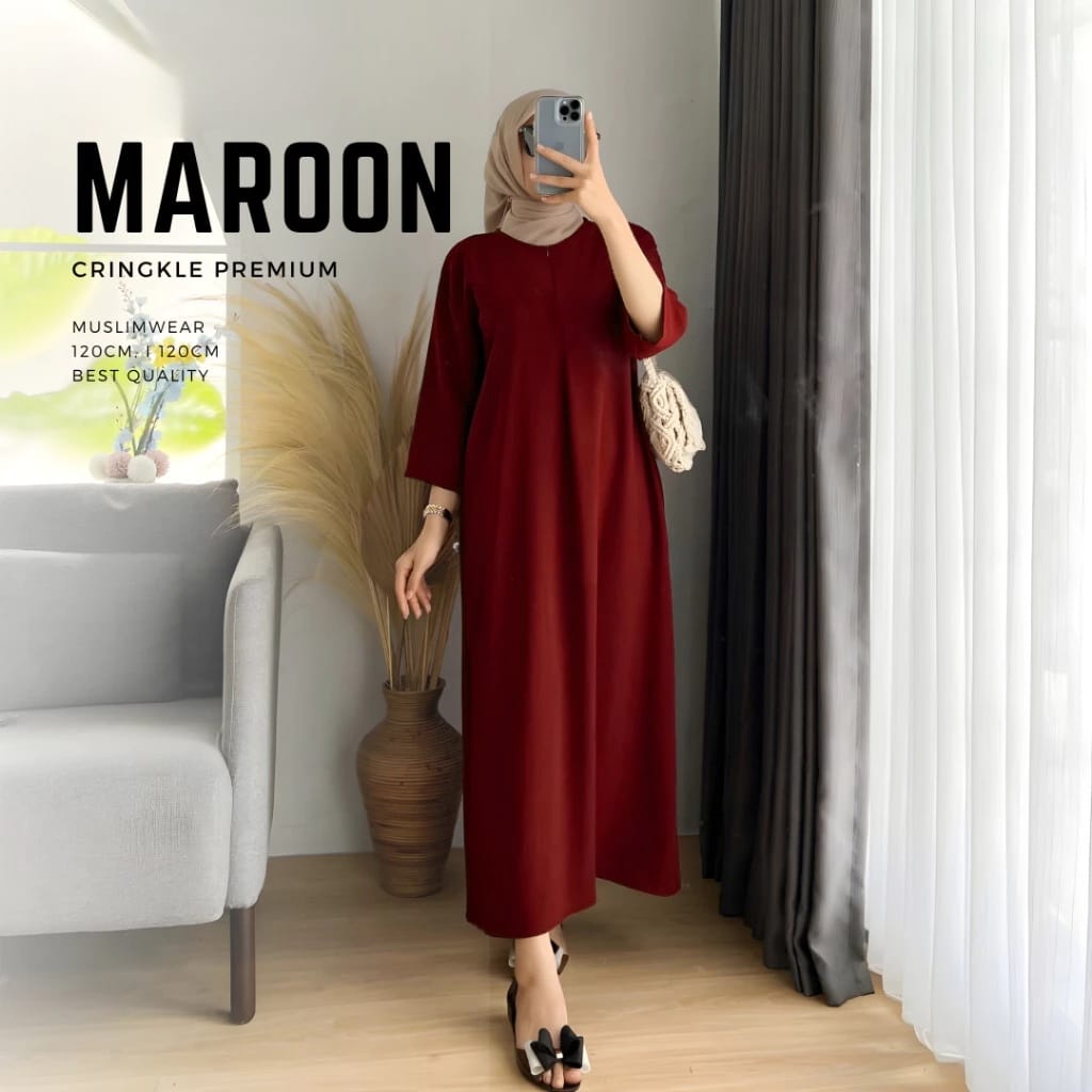 WOMEN'S PLAIN CRINGKLE ABAYA