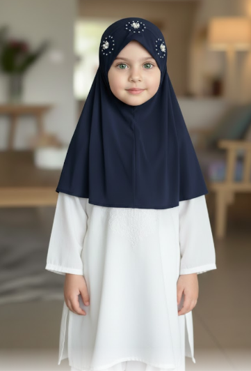 Flower Pookie Hijab for Kids- Kids Jersey Hijab