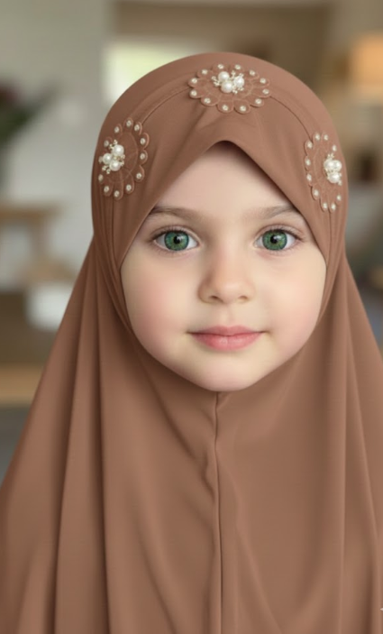 Flower Pookie Hijab for Kids- Kids Jersey Hijab