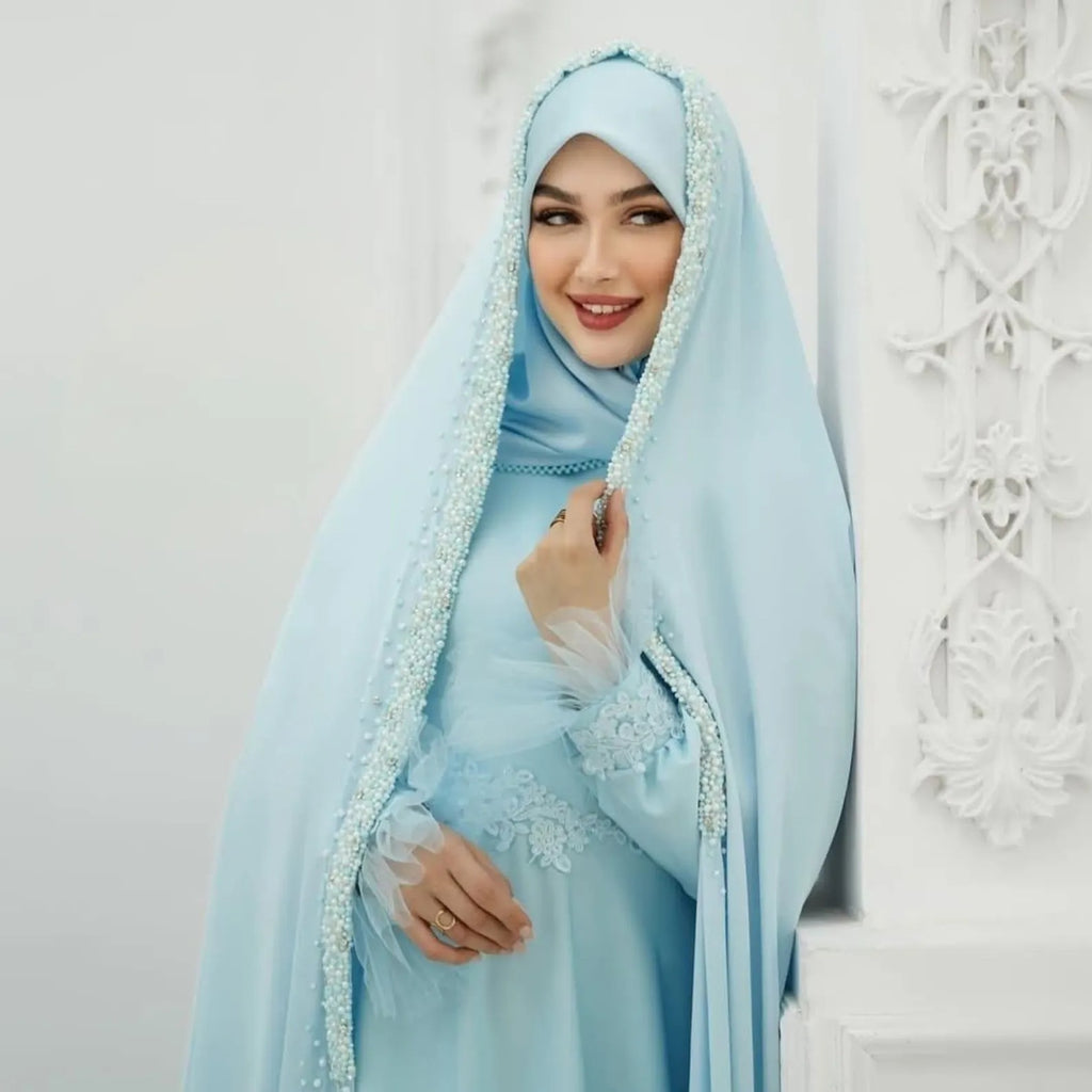 Bridal Pearl Beaded Veil Shawl