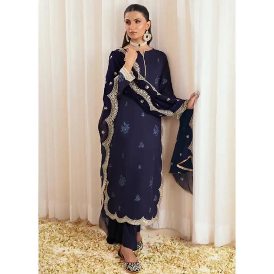 Embroidered Lawn Suit Unstitched 3 Piece AYT24I IL-006 Azure - Festive Collection Dress Traditional