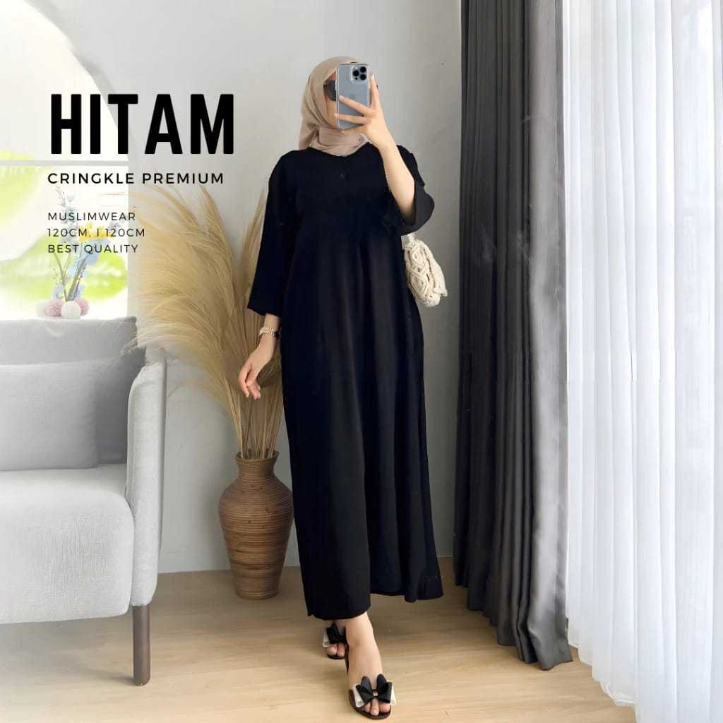 WOMEN'S PLAIN CRINGKLE ABAYA