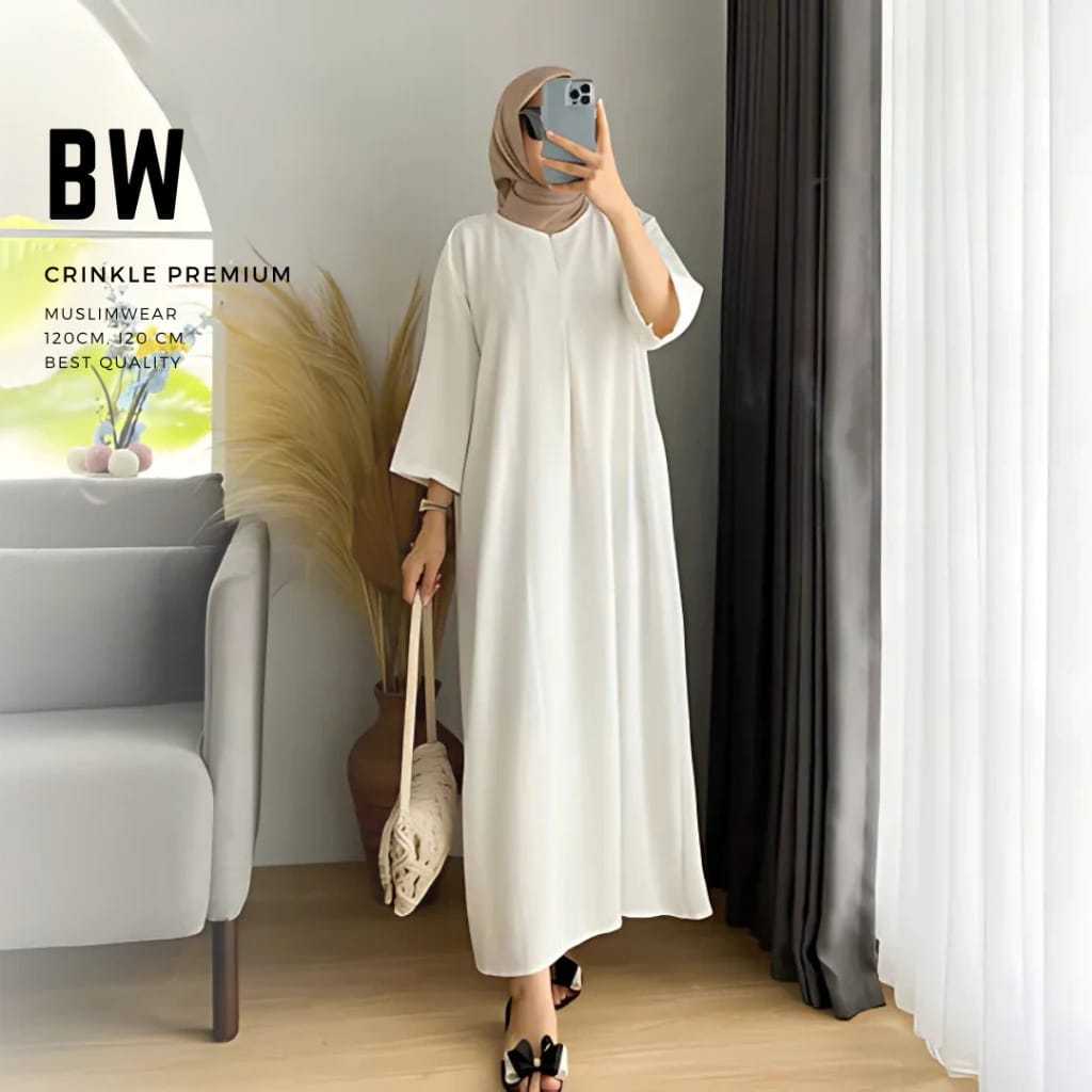 WOMEN'S PLAIN CRINGKLE ABAYA