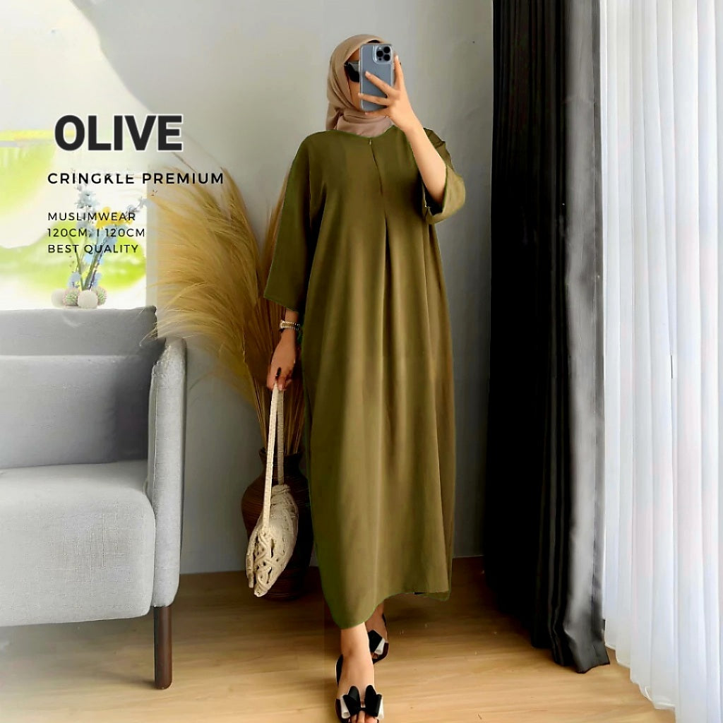 WOMEN'S PLAIN CRINGKLE ABAYA