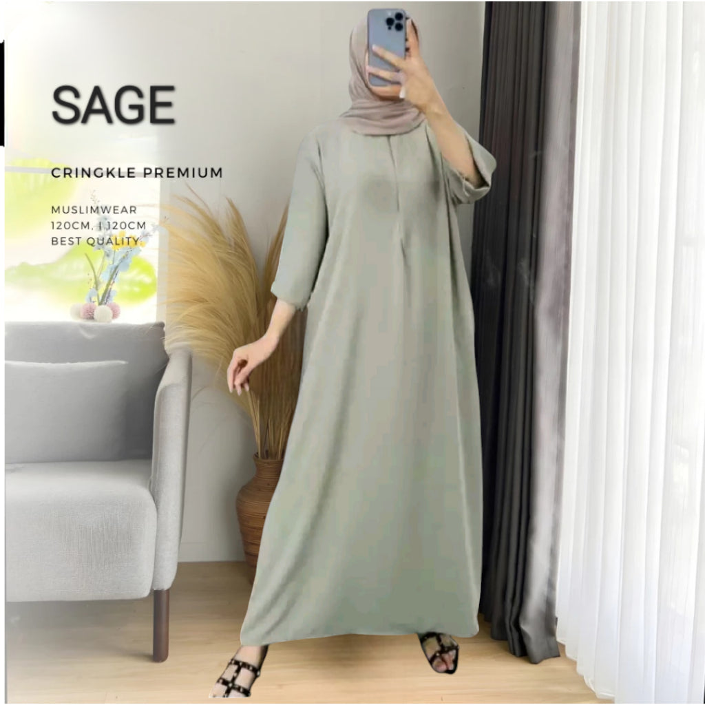WOMEN'S PLAIN CRINGKLE ABAYA