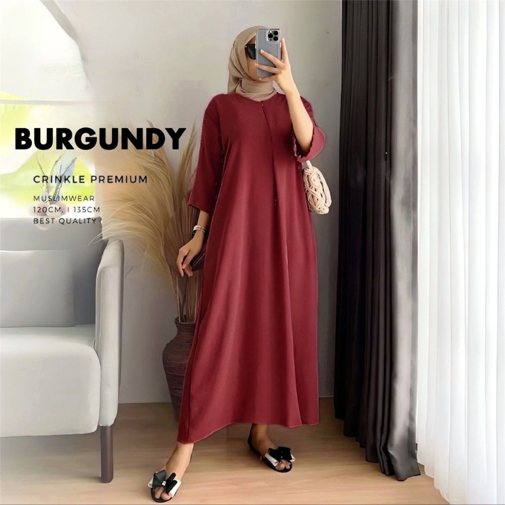 WOMEN'S PLAIN CRINGKLE ABAYA