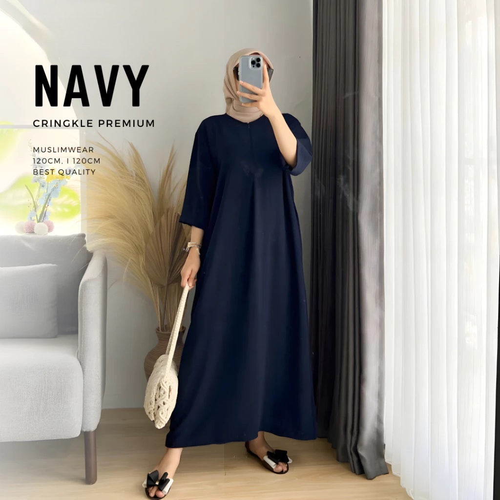 WOMEN'S PLAIN CRINGKLE ABAYA