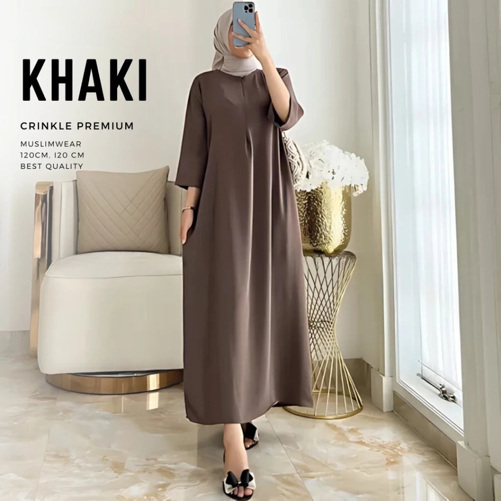 WOMEN'S PLAIN CRINGKLE ABAYA