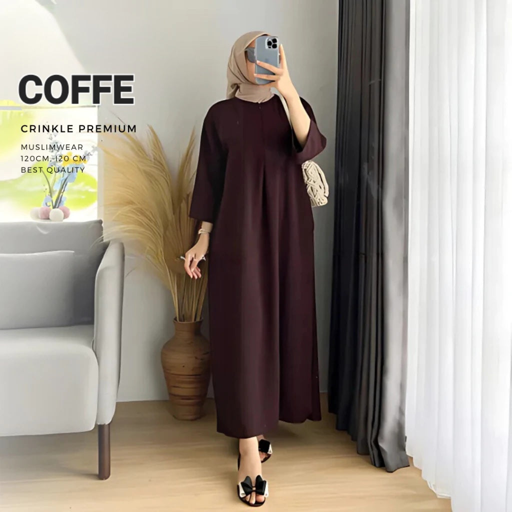 WOMEN'S PLAIN CRINGKLE ABAYA