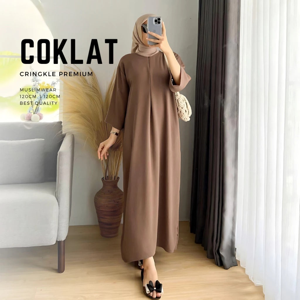 WOMEN'S PLAIN CRINGKLE ABAYA