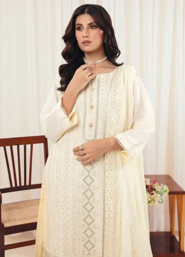 Embroidered Lawn Suit Unstitched 3 Piece AYT24I IL-001 Ivory - Festive Collection