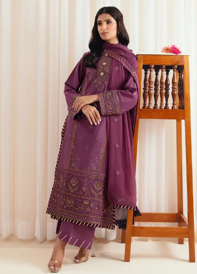 Embroidered Lawn Suit Unstitched 3 Piece AYT24I IL-003 Amethyst - Festive Collection