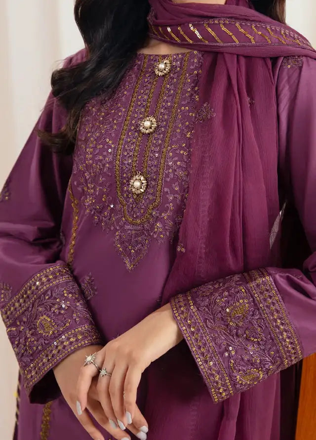 Embroidered Lawn Suit Unstitched 3 Piece AYT24I IL-003 Amethyst - Festive Collection