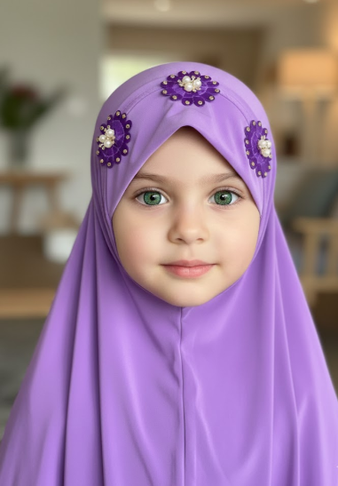 Flower Pookie Hijab for Kids- Kids Jersey Hijab