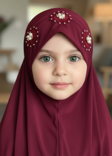 Flower Pookie Hijab for Kids- Kids Jersey Hijab
