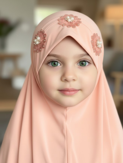 Flower Pookie Hijab for Kids- Kids Jersey Hijab