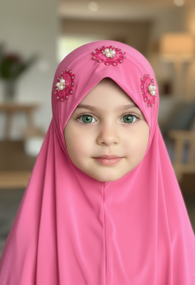 Flower Pookie Hijab for Kids- Kids Jersey Hijab