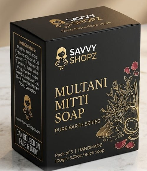 "Ancient Earth Series: Pure Fuller’s Earth (Multani) Detox Soap – Deep Cleansing & Matte Glow (Pack of 12)"