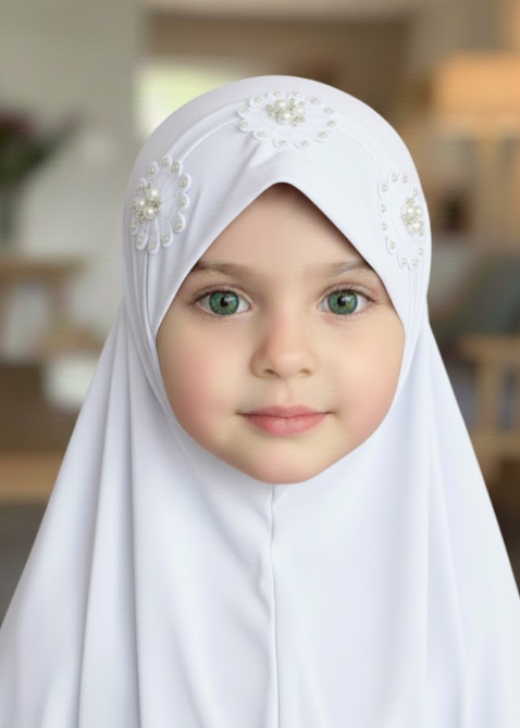 Flower Pookie Hijab for Kids- Kids Jersey Hijab